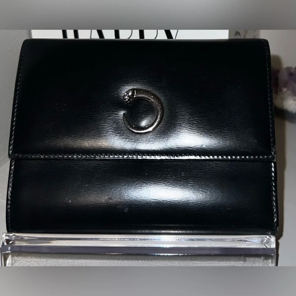 EUC Vintage Authentic black Cartier panthere mens wallet